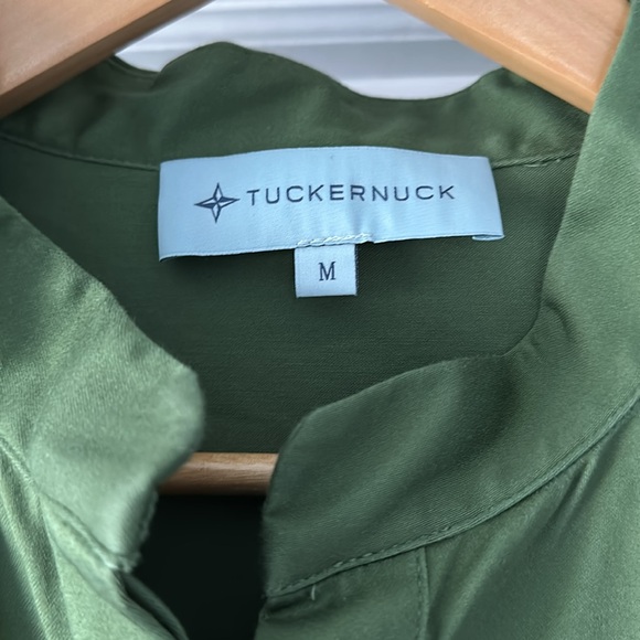 Tuckernuck GREEN STRETCH CREPE ROYAL SHIRT DRESS - Picture 3 of 4
